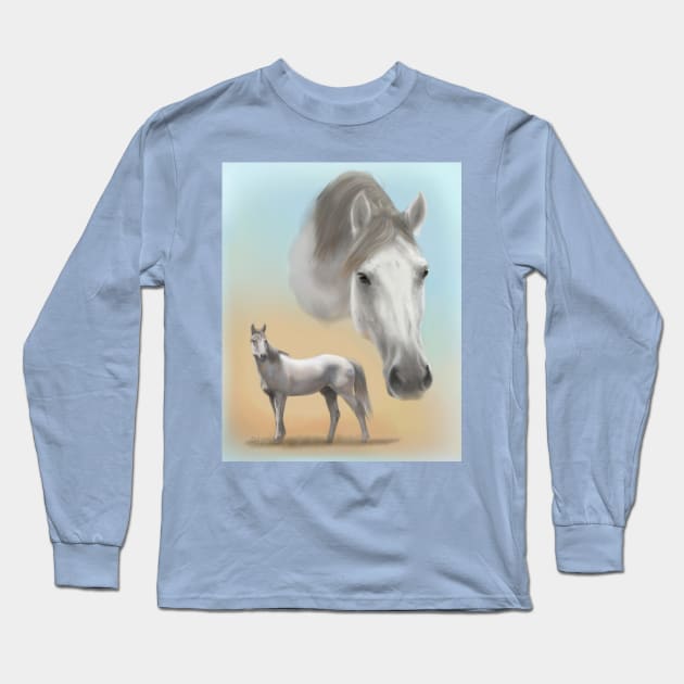 Gray Horse Long Sleeve T-Shirt by KJL90